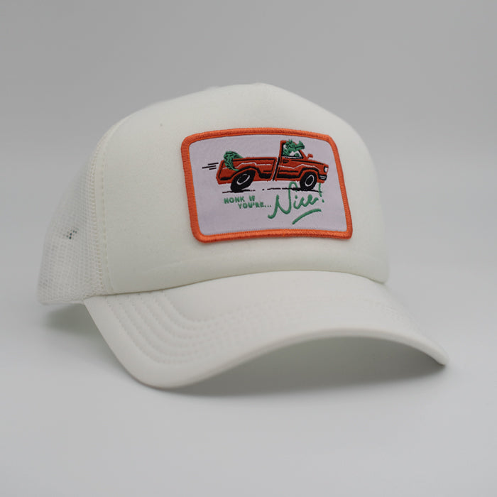 'Honk if you're nice' Trucker Hat- Ecru