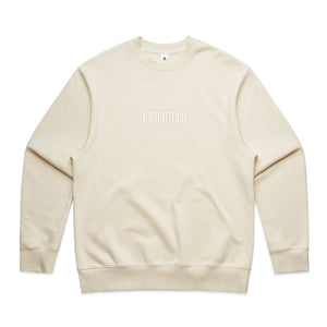 Embroidered Wordmark Oversize Crew | Ecru